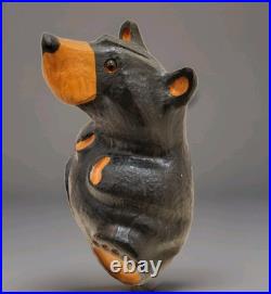 Big Sky Carvers Jeff Fleming Solid Wood Black Bear 9.5 Sculpture USA MINT