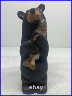 Big Sky Carvers Jeff Fleming Wood Bear with Trout Fish Cabin Decor Montana USA ART