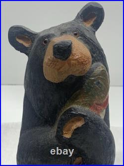 Big Sky Carvers Jeff Fleming Wood Bear with Trout Fish Cabin Decor Montana USA ART
