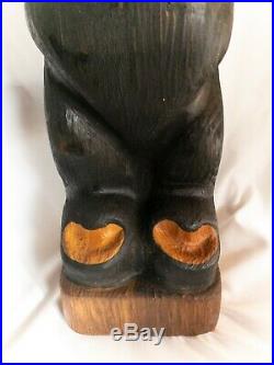 Big Sky Carvers Lou LARGE Hand Carved Wood Bear Fish Trout Statue 33 TALL