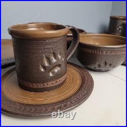 Big Sky Carvers Maskwa Ridge Bear PawPottery 9 Dining Set Plates Bowls & Mugs