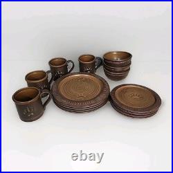 Big Sky Carvers Maskwa Ridge Bear PawPottery 9 Dining Set Plates Bowls & Mugs