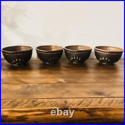 Big Sky Carvers Maskwa Ridge Bear Paw Pottery Bowls Set of 4