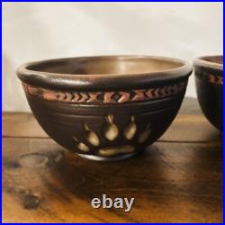 Big Sky Carvers Maskwa Ridge Bear Paw Pottery Bowls Set of 4