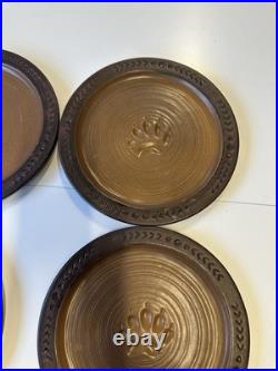 Big Sky Carvers Maskwa Ridge Bear Pottery 9 Salad Plates Brown Paw Set/4 Big Sky Carvers Maskwa Ridge Bear Pottery 9 Salad Plates Brown Paw Set/4
