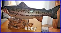 Big Sky Carvers Rainbow Trout On Burl Wood Signed B. Reel 17 long 7 hig