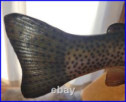 Big Sky Carvers Rainbow Trout On Burl Wood Signed B. Reel 17 long 7 hig