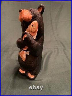 Big Sky Carvers Solid Wood Bear With Rainbow Trout Fish Jeff Fleming 11.5 Tall