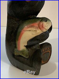 Big Sky Carvers Solid Wood Black Bear Fish Jeff Fleming Man Cave 15
