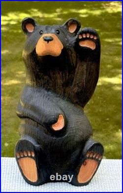 Big Sky Carvers Solid Wood Black Bear Sculpture Western Pine Paw Up Wave 13