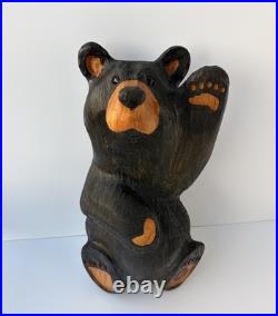 Big Sky Carvers Solid Wood Black Bear Sculpture Western Pine Paw Up Wave 13