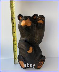 Big Sky Carvers Solid Wood Black Bear Sculpture Western Pine Paw Up Wave 13