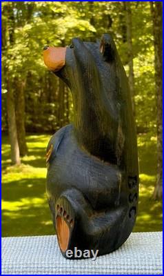 Big Sky Carvers Solid Wood Black Bear Sculpture Western Pine Paw Up Wave 13