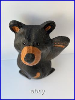 Big Sky Carvers Solid Wood Black Bear Sculpture Western Pine Paw Up Wave 13