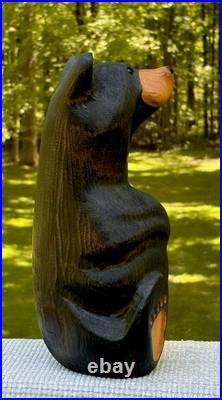 Big Sky Carvers Solid Wood Black Bear Sculpture Western Pine Paw Up Wave 13