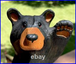 Big Sky Carvers Solid Wood Black Bear Sculpture Western Pine Paw Up Wave 13