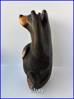 Big Sky Carvers Solid Wood Black Bear Sculpture Western Pine Paw Up Wave 13