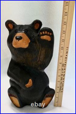 Big Sky Carvers Solid Wood Black Bear Sculpture Western Pine Paw Up Wave 13
