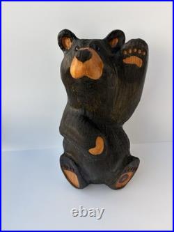 Big Sky Carvers Solid Wood Black Bear Sculpture Western Pine Paw Up Wave 13