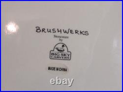 Big Sky Carvers Stoneware China BRUSHWERKS BEAR Two (2) Dinner Plates GC