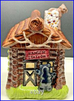 Big Sky Carvers Vintage Ranger Station Cookie Jar With Bears And Moose