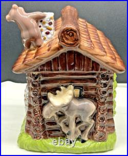 Big Sky Carvers Vintage Ranger Station Cookie Jar With Bears And Moose
