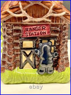 Big Sky Carvers Vintage Ranger Station Cookie Jar With Bears And Moose