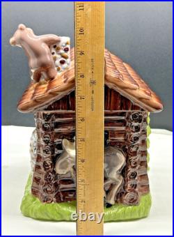 Big Sky Carvers Vintage Ranger Station Cookie Jar With Bears And Moose