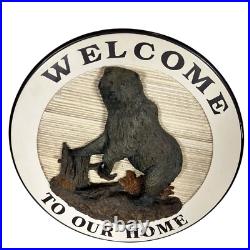 Big Sky Carvers Welcome To Our Home Custom Wood Door Hanger Sign Bear