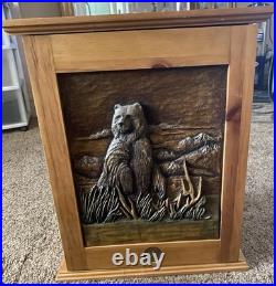 Big Sky Carvers Wood Cabinet Larry Fanning Grizzly Encounter NRA Edition RARE