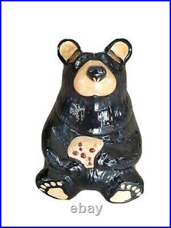 Big Sky Carvers presents. BearFoots Black Bear holding Choc. Chip Cookie Jar
