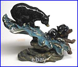 Big Sky Home Schooled Statue Marc Pierce Mother Bear & Two Cubs Trout Fishing