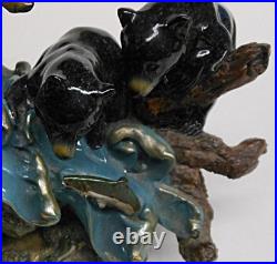 Big Sky Home Schooled Statue Marc Pierce Mother Bear & Two Cubs Trout Fishing