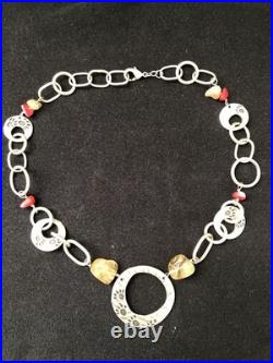 Big Sky Silver Bear Paw Citrine And Coral Set 925