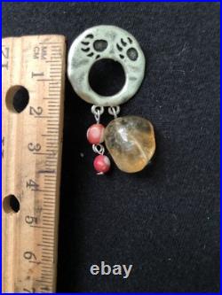 Big Sky Silver Bear Paw Citrine And Coral Set 925