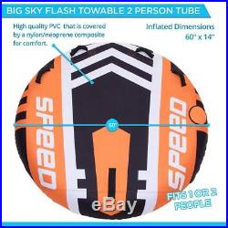Big Sky Towable, Inflatable Water Tube For 2 Roomy, Durable Boating Tubes