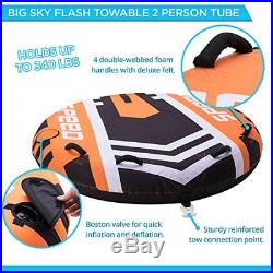 Big Sky Towable, Inflatable Water Tube For 2 Roomy, Durable Boating Tubes for