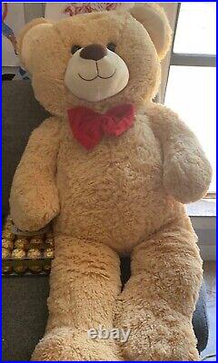 Big Soft Plush Teddy Bear Stuffed Animal with Bow Tie and Footprint D