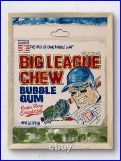 Big league chew gum expressionism modern wall art painting 14X11 canvas original