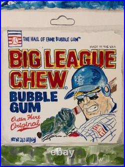 Big league chew gum expressionism modern wall art painting 14X11 canvas original
