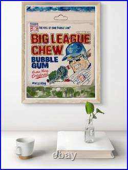 Big league chew gum expressionism modern wall art painting 14X11 canvas original