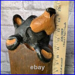 Big sky bears wooden carved bear 15 Inches Tall Stuck In The Log Black Bear