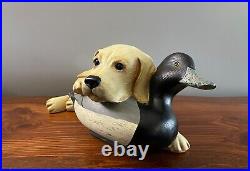 Bradford Williams Big Sky Carvers Labrador Retriever Puppy Dog Duck Hunt Statue