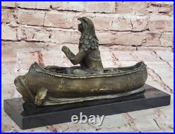 Bronze Big Sky Carvers Sculpture Canoe Trip Bear Bears Cub Indian Hotcast Figure