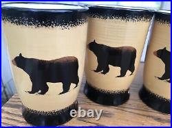 Brushwerks Big Sky Carvers Bear Mugs Set of 4 Stoneware 16 Oz. 5 1/2