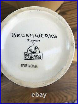 Brushwerks Big Sky Carvers Bear Mugs Set of 4 Stoneware 16 Oz. 5 1/2