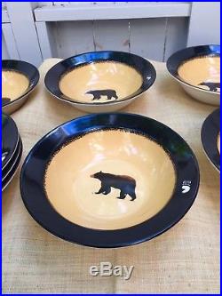 Brushwerks Big Sky Carvers soupbowls bear pattern in great condition, set of 8