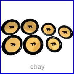 Brushwerks Big Sky Set Of 7 4- 10.75 Dinner 3 8.5 Salad Stoneware Plate