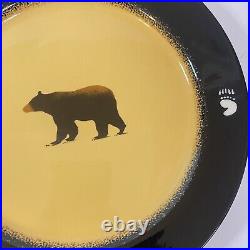 Brushwerks Plates by Big Sky Carvers 10-5/8 Bears Stoneware Rimmed Set of 2