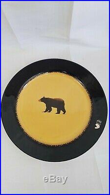 Brushwerks Stoneware Big Sky Carvers Grizzly Brown Bear 11 Dinner Plate Set 2